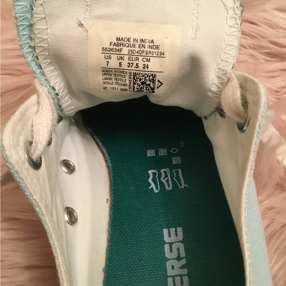 Ladies size 7 Aqua Converse Tennis Shoes - Picture 2 of 3